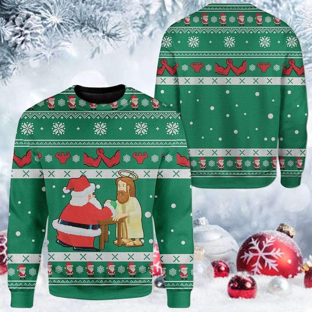 Funny Jesus And Santa Ugly Christmas Ugly Christmas Sweater Christian Religious Gift Funny Jesus And Santa Ugly Christmas Ugly Christmas Sweater Christian Religious Gift