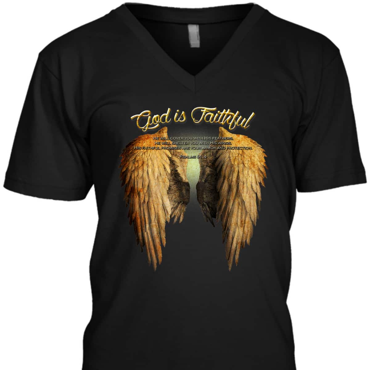 God Is Faithful Christian Scripture Angel Wings T-Shirt