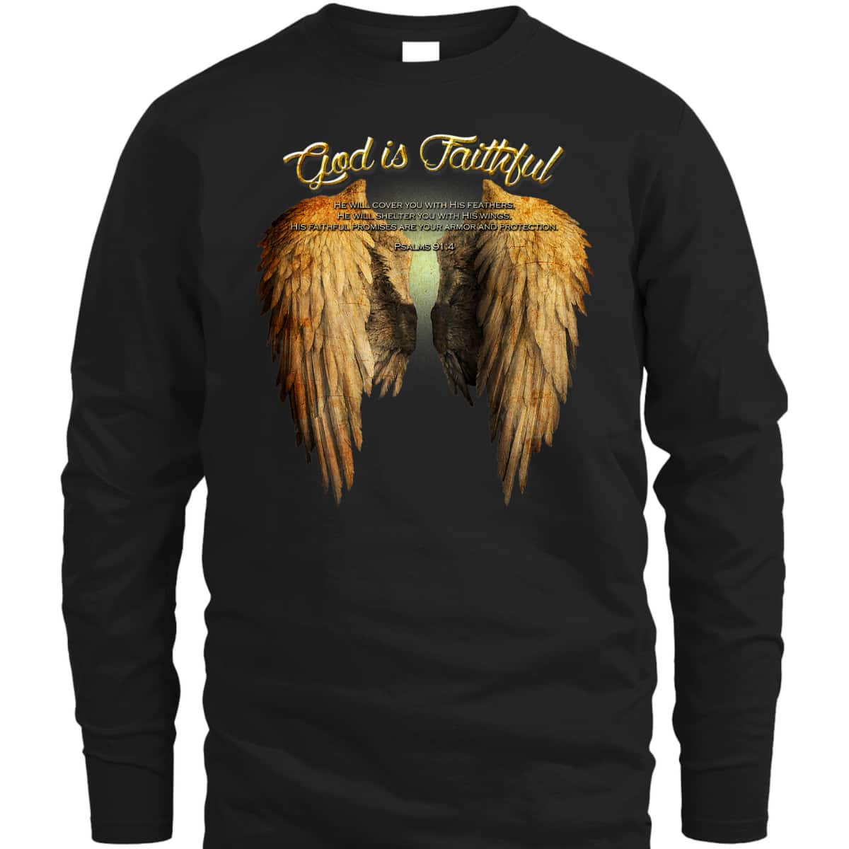 God Is Faithful Christian Scripture Angel Wings T-Shirt