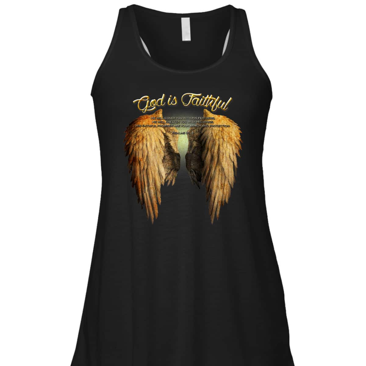God Is Faithful Christian Scripture Angel Wings T-Shirt