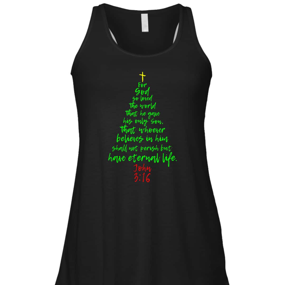 Christmas Pine Tree Bible Verse Christian Bible Verse John 3:16 T-Shirt