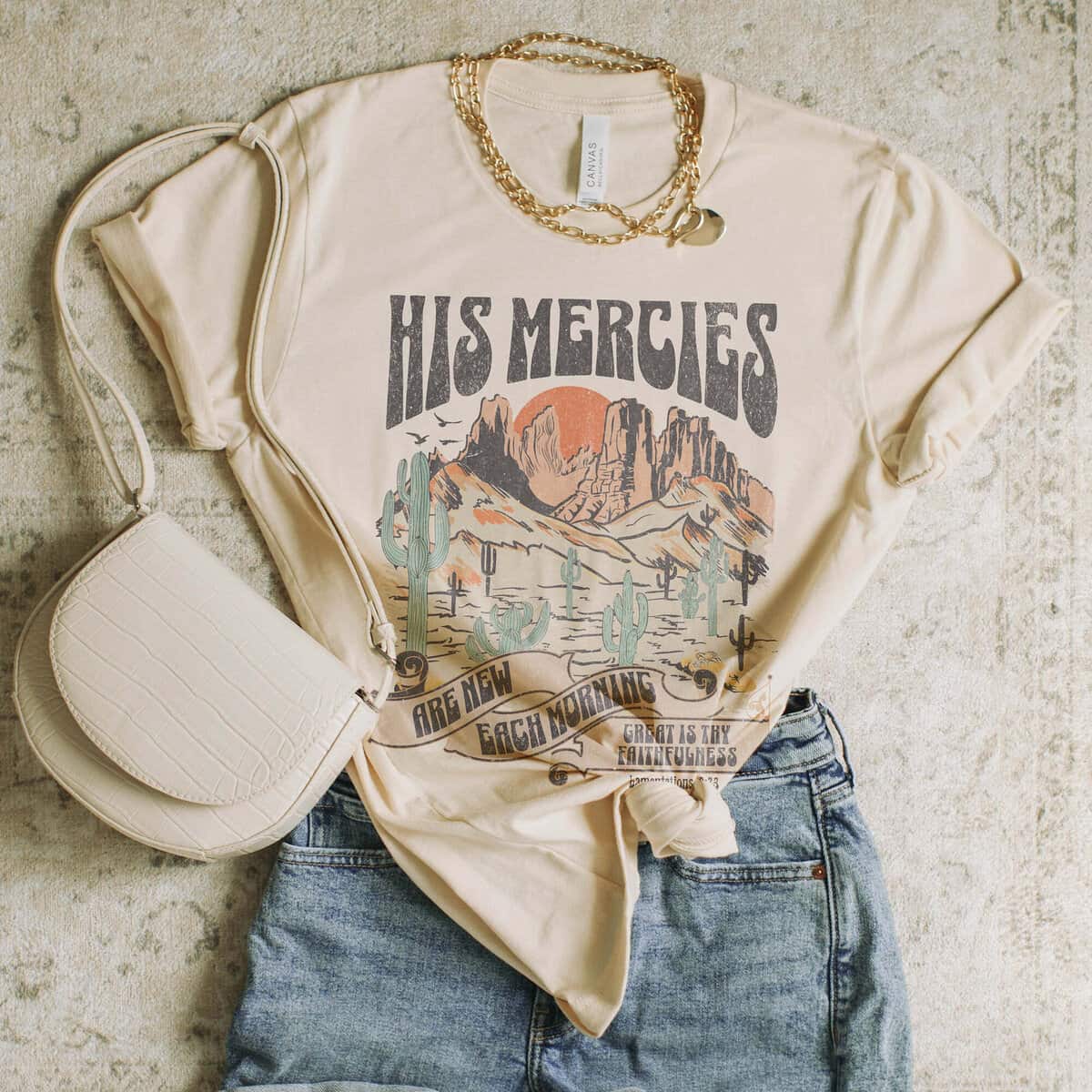 Christian Bible Verse T-Shirt Trendy Jesus Faith Gift His Mercies Are New Each Morning