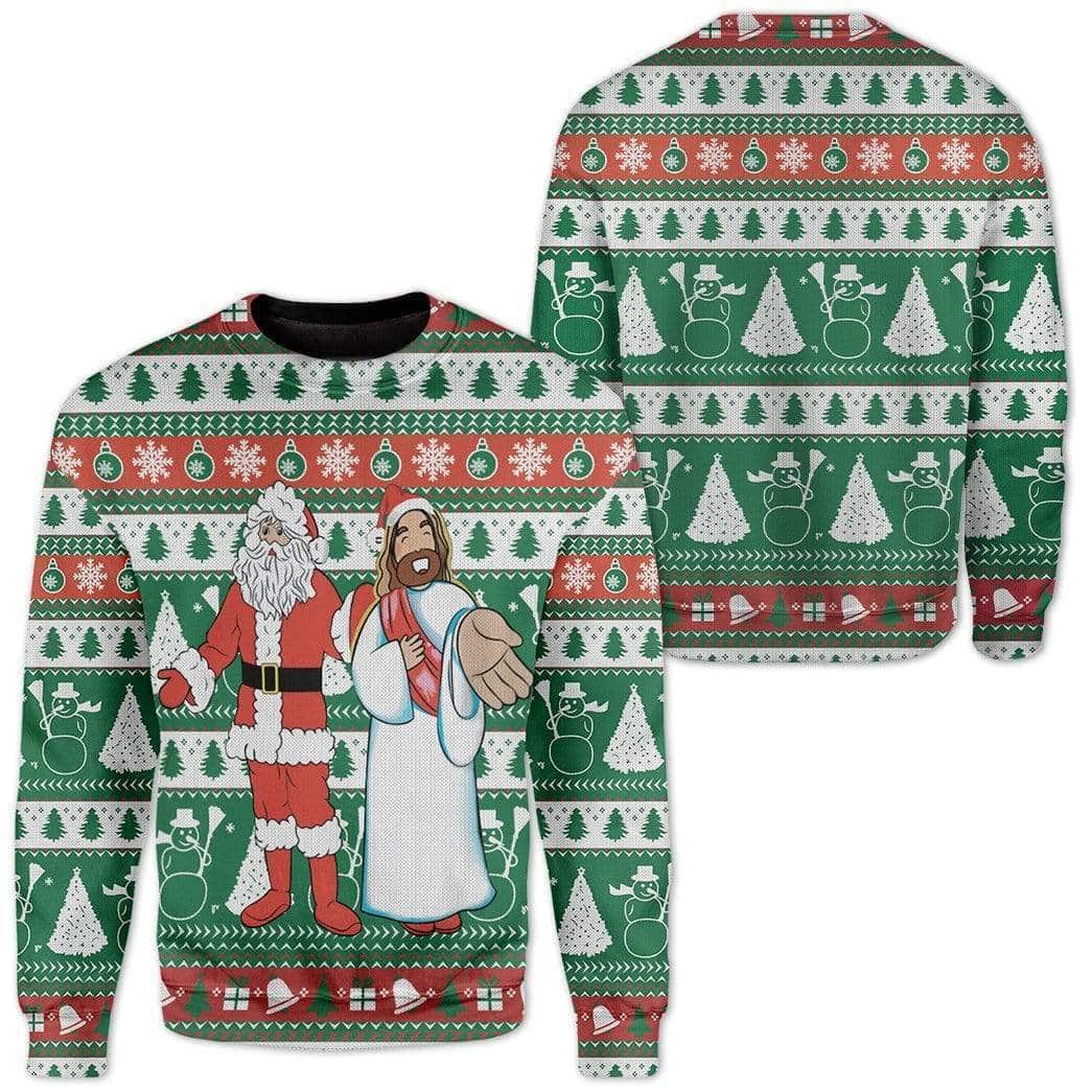 Santa And Jesus Christmas Ugly Ugly Christmas Sweater Religious Christian Gift For Friend Santa And Jesus Christmas Ugly Ugly Christmas Sweater Religious Christian Gift For Friend