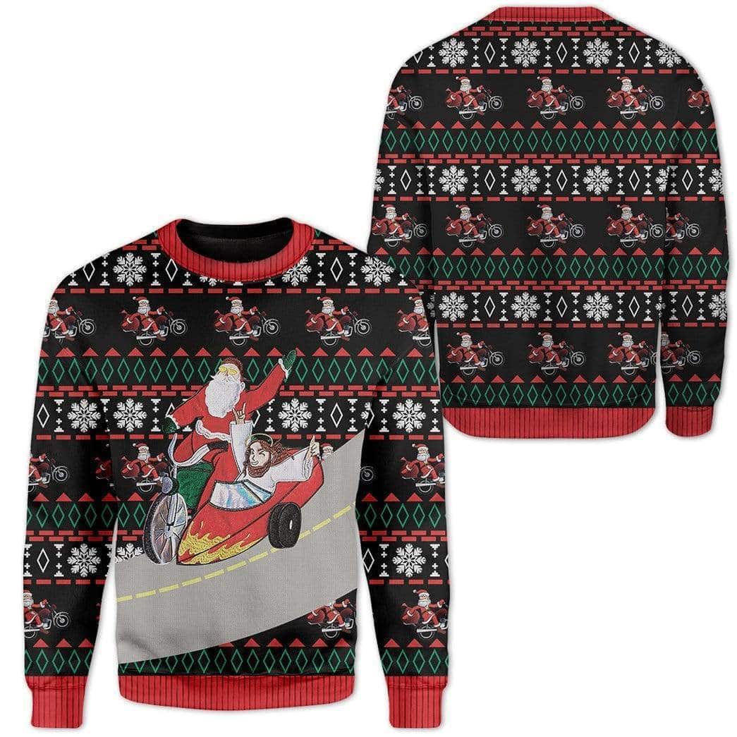 Funny Santa And Jesus Christmas Ugly Ugly Christmas Sweater Christian Religious Gift Funny Santa And Jesus Christmas Ugly Ugly Christmas Sweater Christian Religious Gift