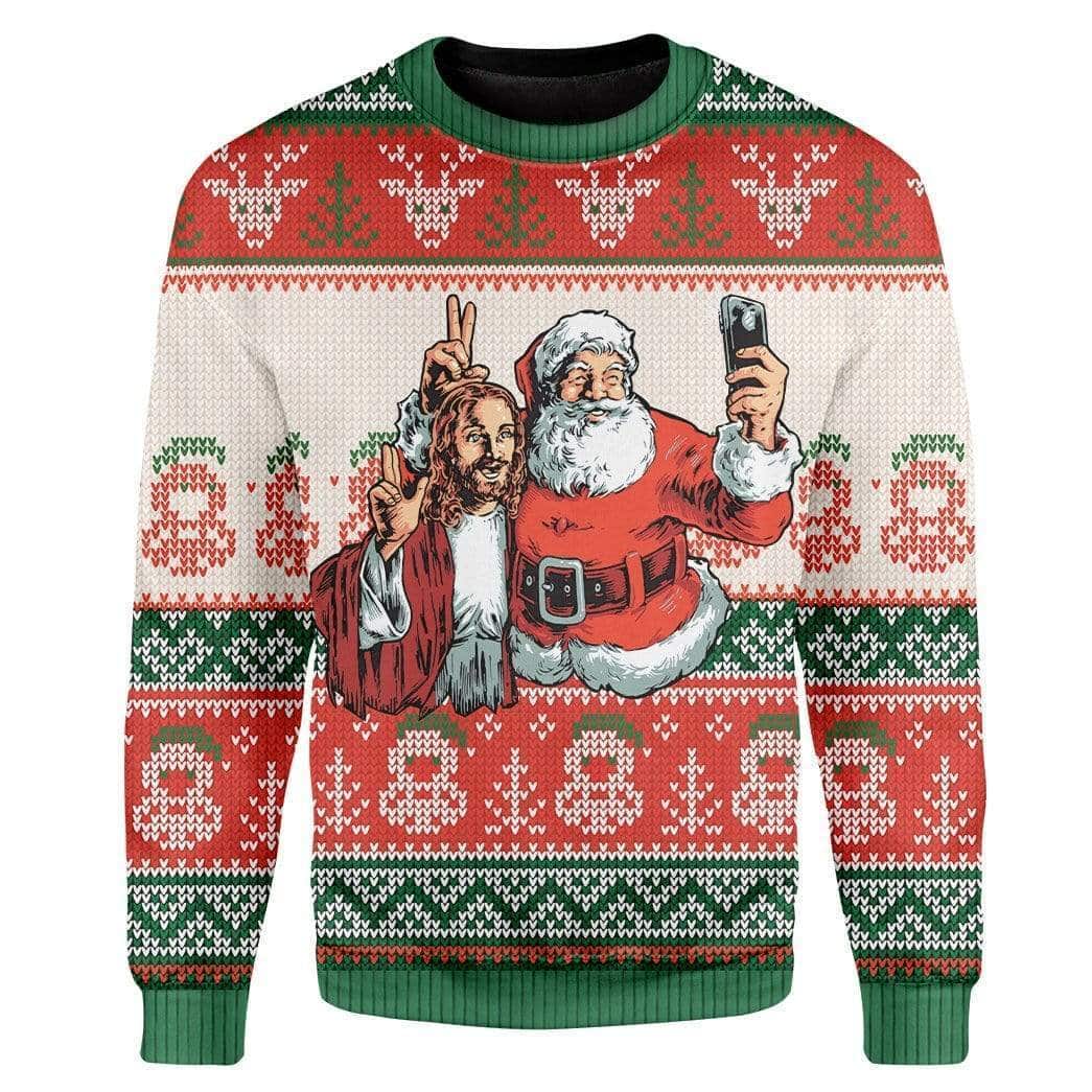 Santa And Jesus Selfie Christmas Ugly Ugly Christmas Sweater Santa And Jesus Selfie Christmas Ugly Ugly Christmas Sweater