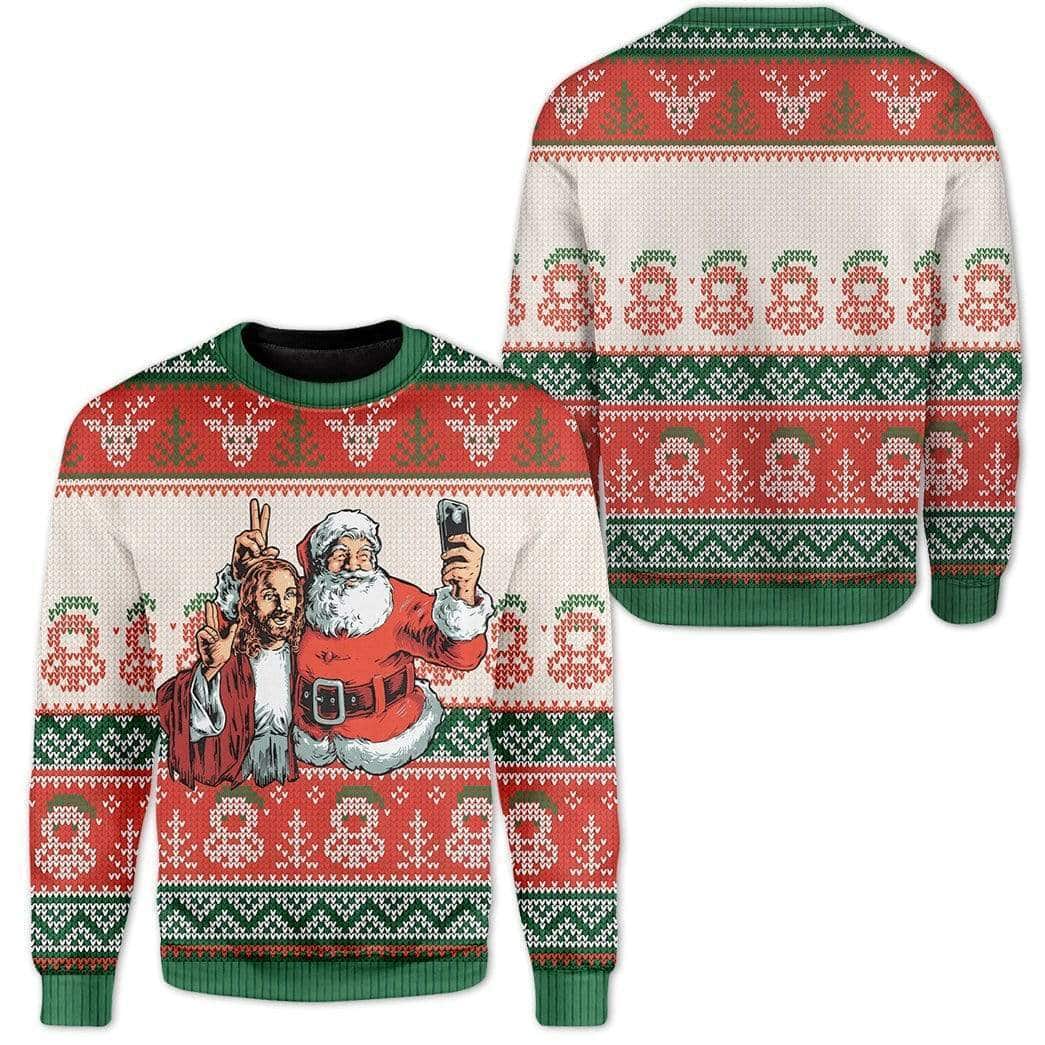 Santa And Jesus Selfie Christmas Ugly Ugly Christmas Sweater Santa And Jesus Selfie Christmas Ugly Ugly Christmas Sweater