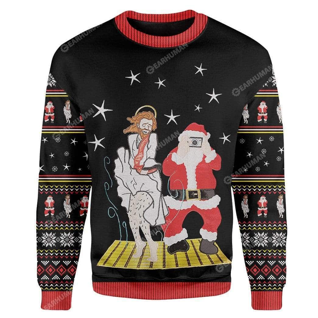 Jesus And Santa Funny Christmas Ugly Ugly Christmas Sweater For Friend Jesus And Santa Funny Christmas Ugly Ugly Christmas Sweater For Friend