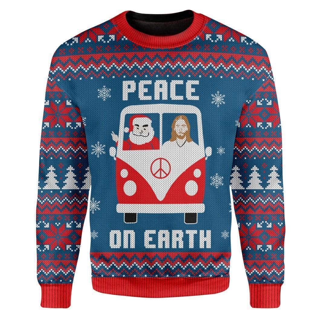 Peace On Earth Christmas Ugly Ugly Christmas Sweater Santa And Jesus Peace On Earth Christmas Ugly Ugly Christmas Sweater Santa And Jesus
