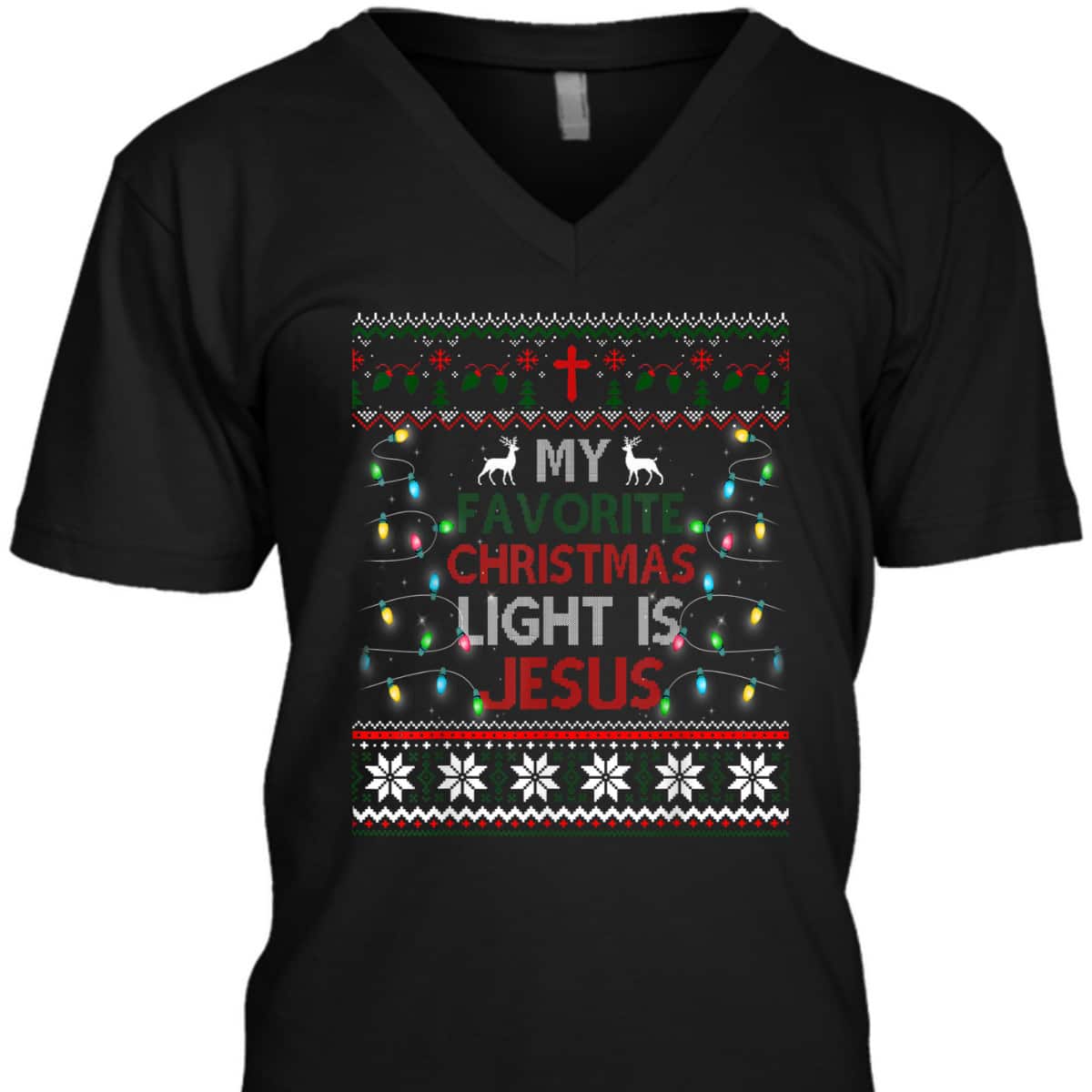 Bible Verse My Favorite Christmas Light Is Jesus Ugly Christmas T-Shirt Christian Religious Bible Verse My Favorite Christmas Light Is Jesus Ugly Christmas T-Shirt Christian Religious