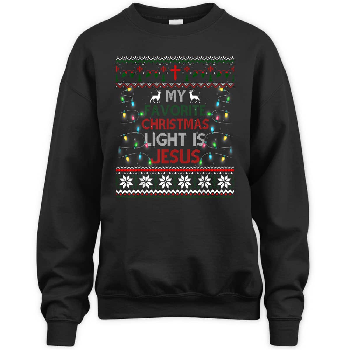 Bible Verse My Favorite Christmas Light Is Jesus Ugly Christmas T-Shirt Christian Religious Bible Verse My Favorite Christmas Light Is Jesus Ugly Christmas T-Shirt Christian Religious