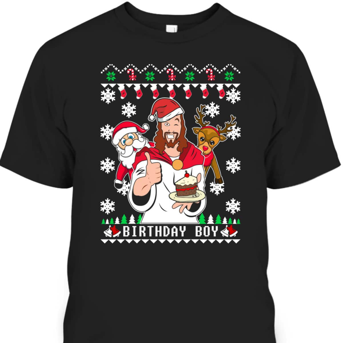 Birthday Boy Jesus Funny Ugly Christmas T-Shirt Christian Religious Gift