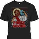 Party Savior Jesus Christ Santa Beer Ugly Christmas T-Shirt Christian Religious Party Savior Jesus Christ Santa Beer Ugly Christmas T-Shirt Christian Religious