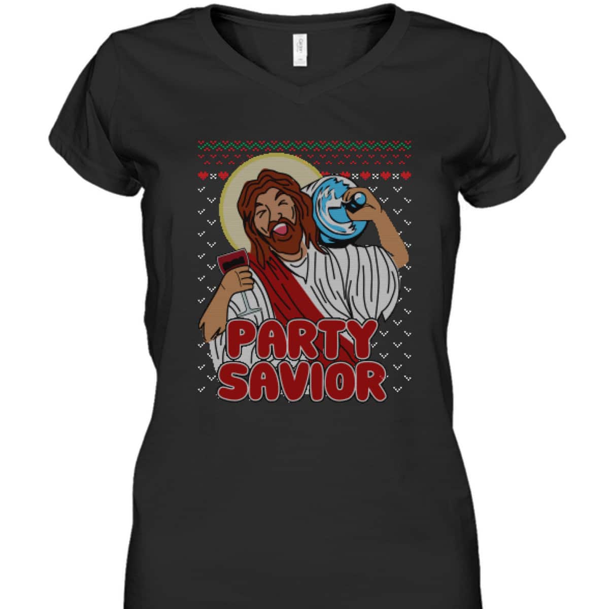 Party Savior Jesus Christ Santa Beer Ugly Christmas T-Shirt Christian Religious Party Savior Jesus Christ Santa Beer Ugly Christmas T-Shirt Christian Religious
