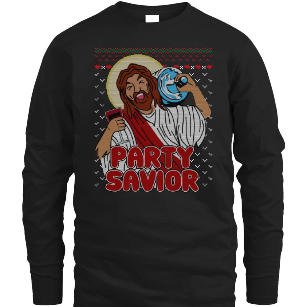 Party Savior Jesus Christ Santa Beer Ugly Christmas T-Shirt Christian Religious Party Savior Jesus Christ Santa Beer Ugly Christmas T-Shirt Christian Religious