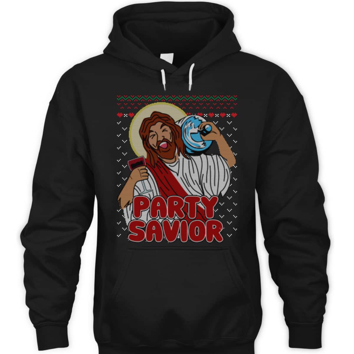 Party Savior Jesus Christ Santa Beer Ugly Christmas T-Shirt Christian Religious Party Savior Jesus Christ Santa Beer Ugly Christmas T-Shirt Christian Religious
