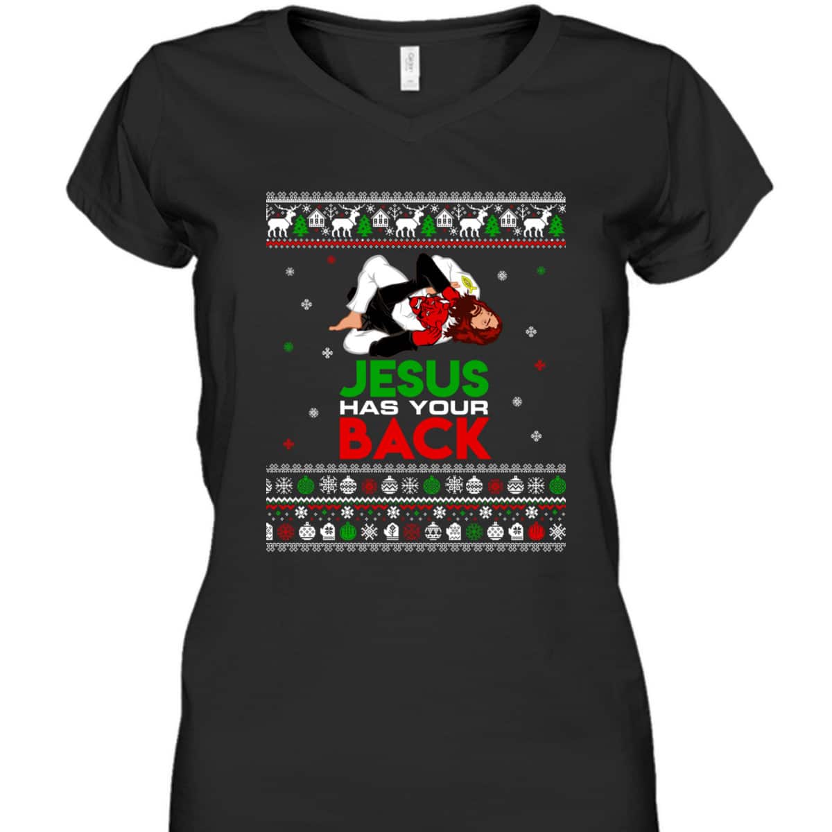 Jesus Has Your Back Ugly Christmas T-Shirt Christian Religious Gift Jesus Has Your Back Ugly Christmas T-Shirt Christian Religious Gift
