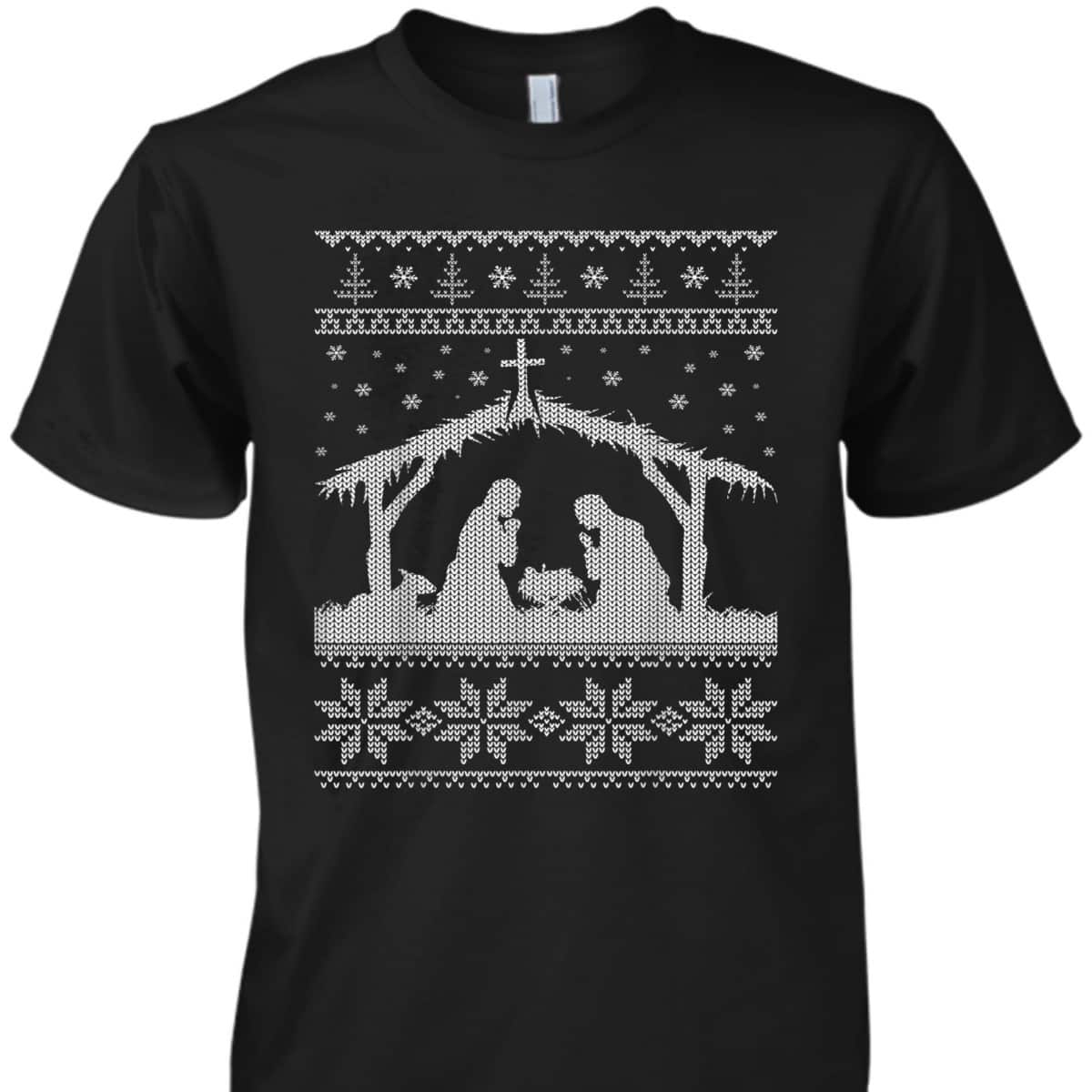 Nativity Scene Ugly Christmas T-Shirt Christian Religious Nativity Scene Ugly Christmas T-Shirt Christian Religious