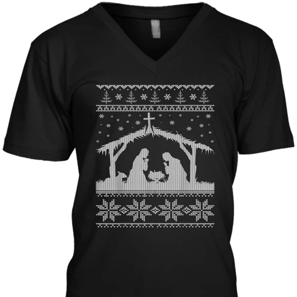 Nativity Scene Ugly Christmas T-Shirt Christian Religious Nativity Scene Ugly Christmas T-Shirt Christian Religious