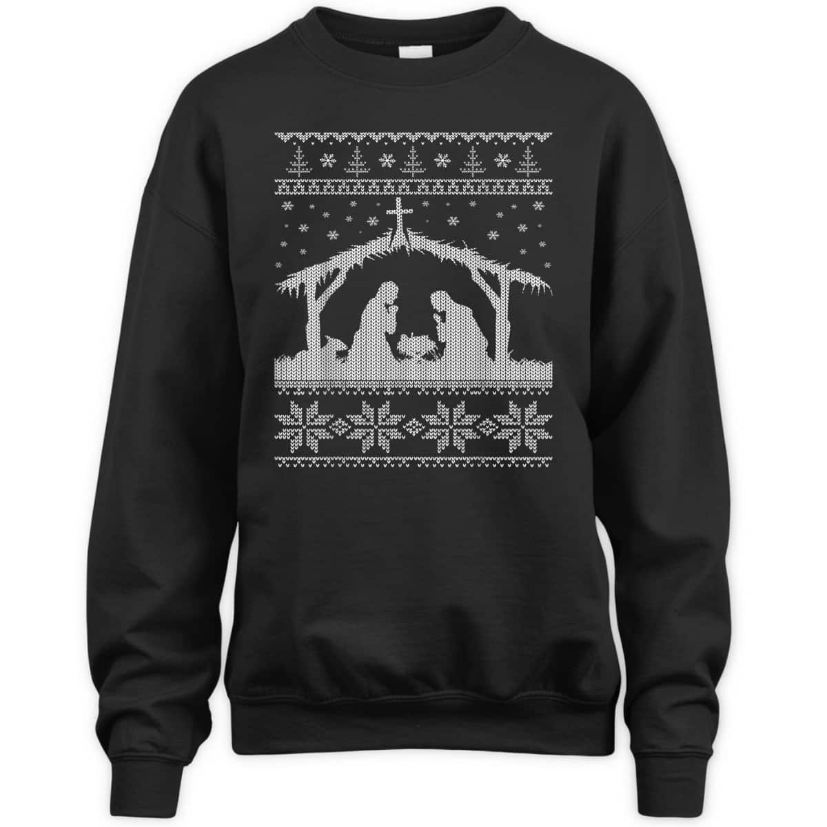 Nativity Scene Ugly Christmas T-Shirt Christian Religious Nativity Scene Ugly Christmas T-Shirt Christian Religious