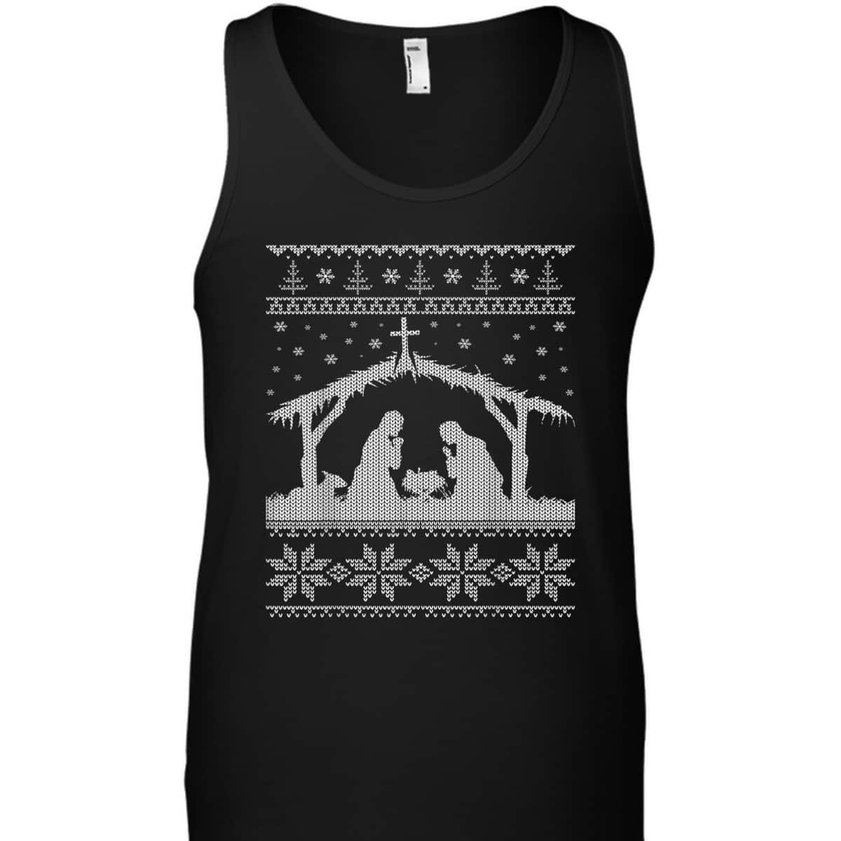 Nativity Scene Ugly Christmas T-Shirt Christian Religious Nativity Scene Ugly Christmas T-Shirt Christian Religious