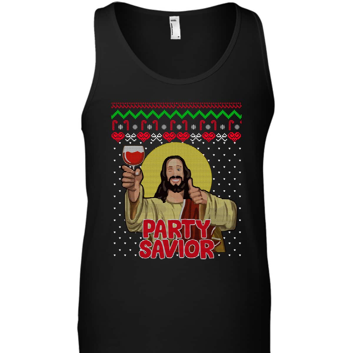 Party Savior Jesus Christ Santa Wine Ugly Christmas T-Shirt Christian Religious Party Savior Jesus Christ Santa Wine Ugly Christmas T-Shirt Christian Religious
