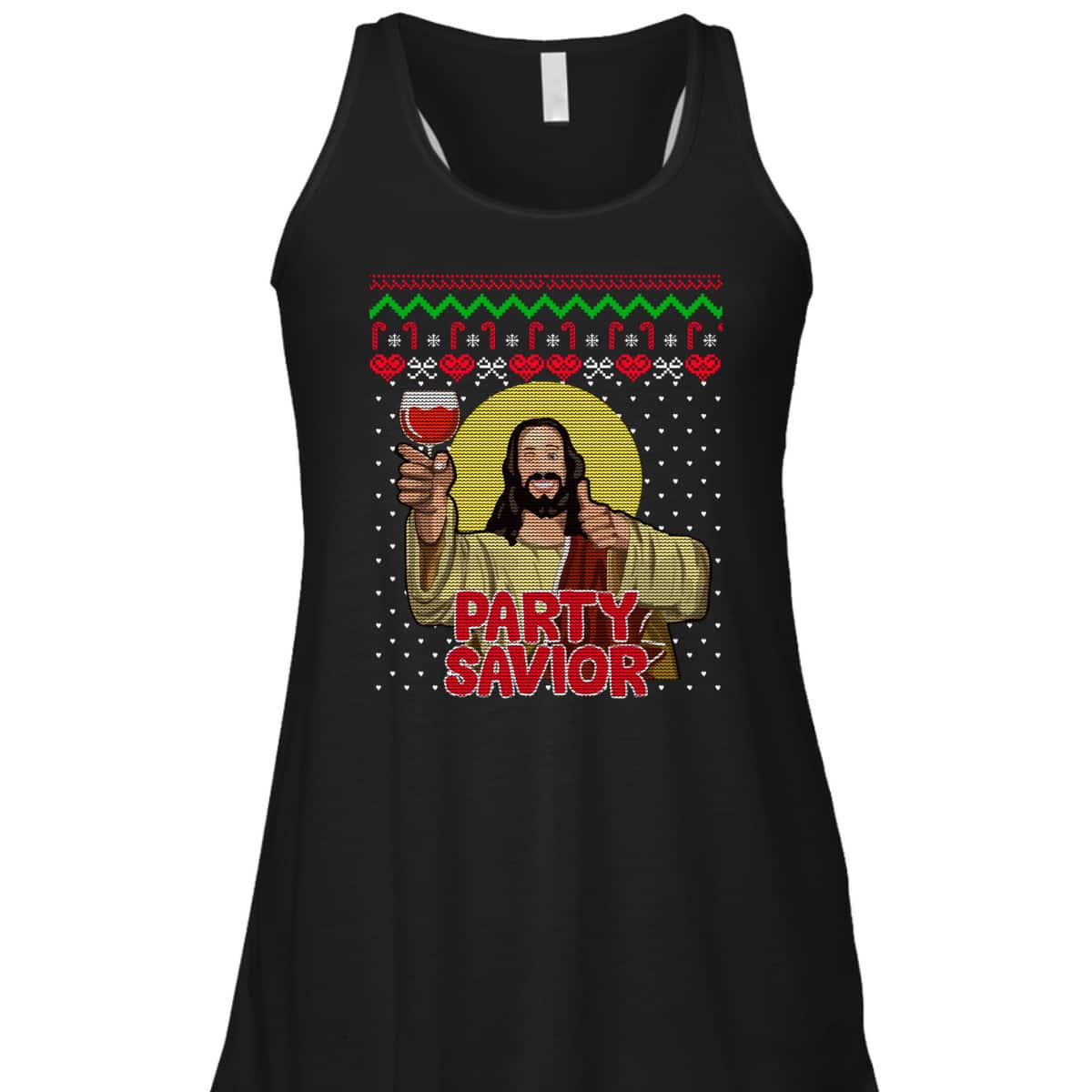 Party Savior Jesus Christ Santa Wine Ugly Christmas T-Shirt Christian Religious Party Savior Jesus Christ Santa Wine Ugly Christmas T-Shirt Christian Religious