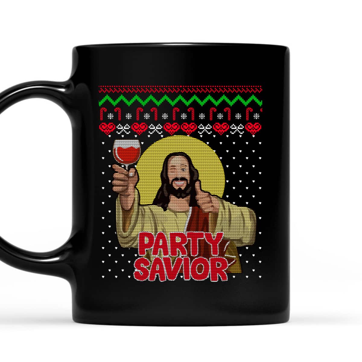 Party Savior Jesus Christ Santa Wine Ugly Christmas T-Shirt Christian Religious Party Savior Jesus Christ Santa Wine Ugly Christmas T-Shirt Christian Religious