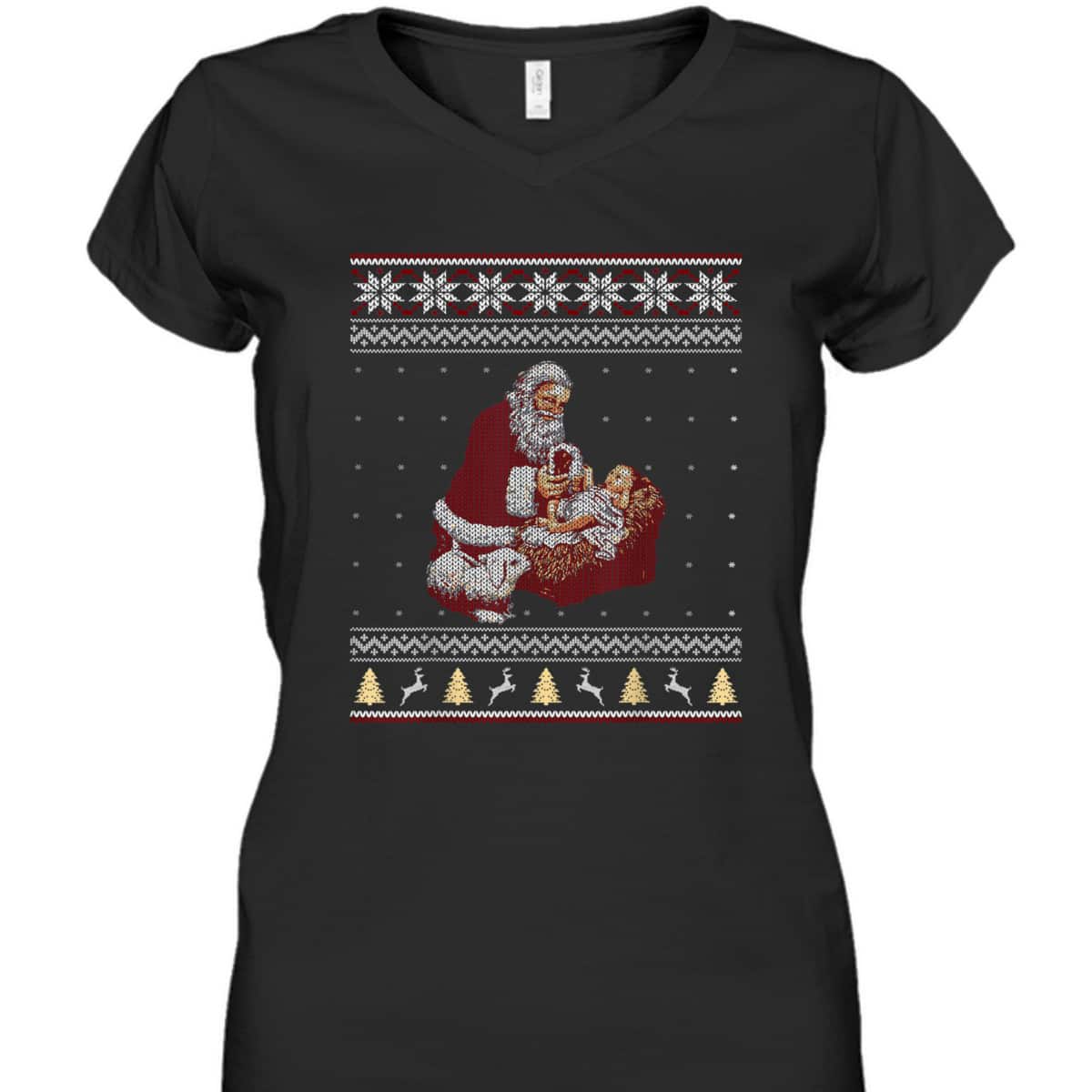Santa Claus And Baby Jesus Nativity Manger Christmas Christian Religious T-Shirt Santa Claus And Baby Jesus Nativity Manger Christmas Christian Religious T-Shirt