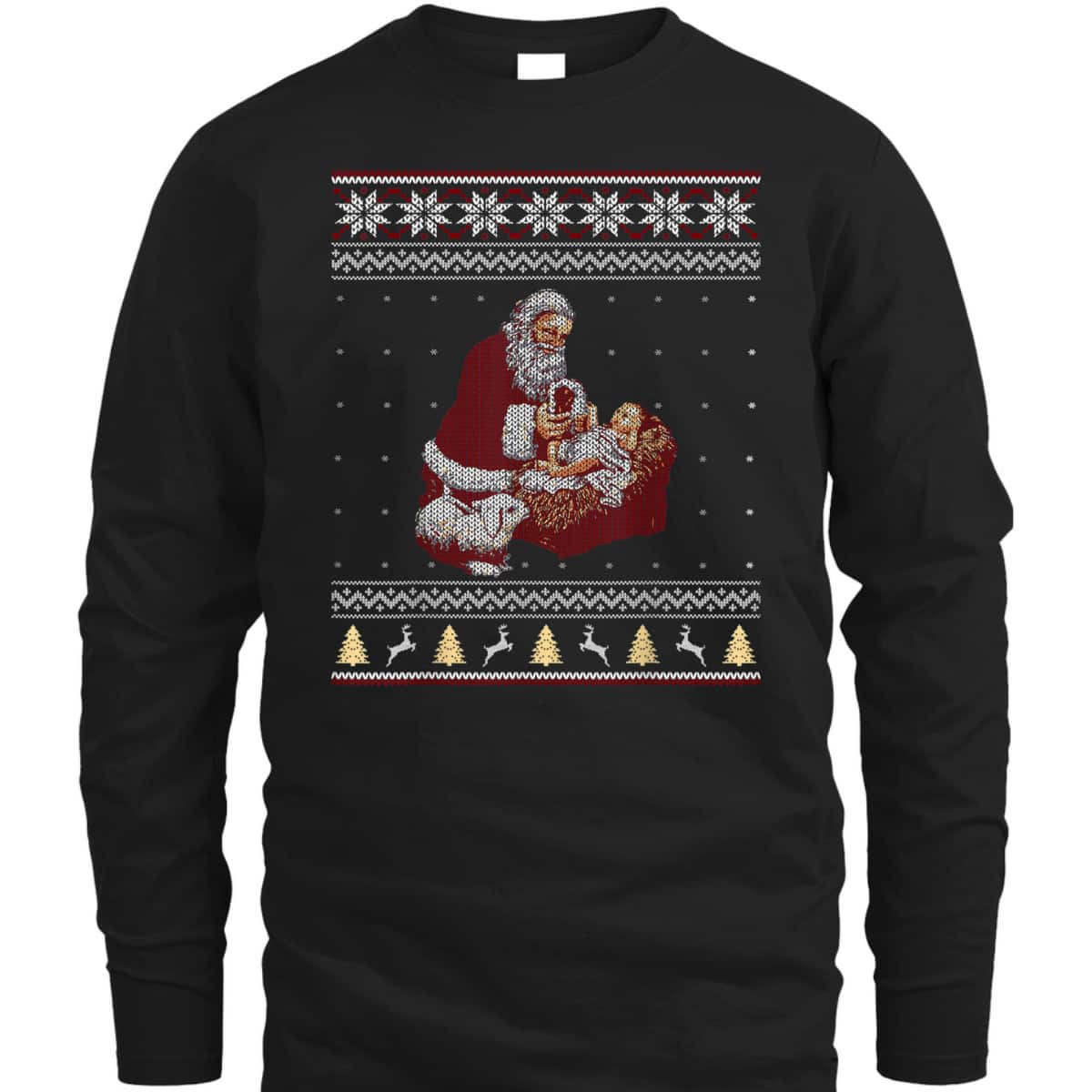 Santa Claus And Baby Jesus Nativity Manger Christmas Christian Religious T-Shirt Santa Claus And Baby Jesus Nativity Manger Christmas Christian Religious T-Shirt