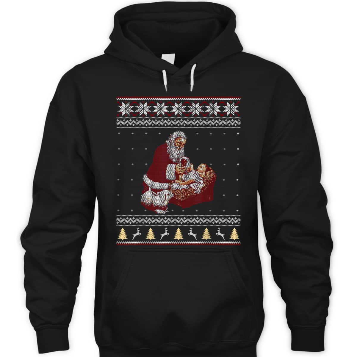 Santa Claus And Baby Jesus Nativity Manger Christmas Christian Religious T-Shirt Santa Claus And Baby Jesus Nativity Manger Christmas Christian Religious T-Shirt