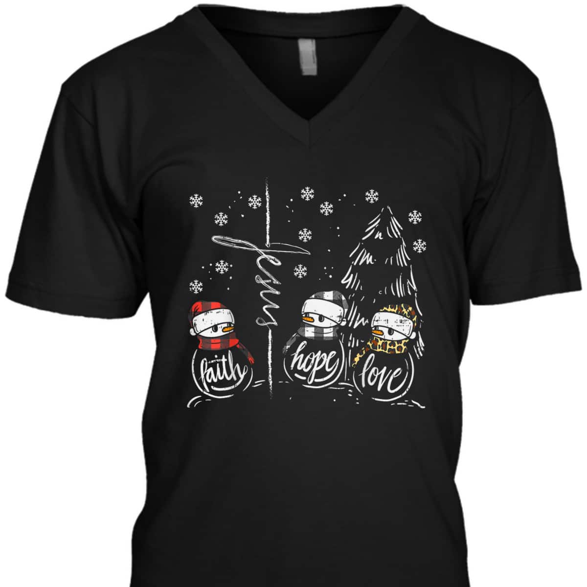 Faith Hope Love Jesus Snowman Plaid Leopard Christmas Christian Religious T-Shirt Faith Hope Love Jesus Snowman Plaid Leopard Christmas Christian Religious T-Shirt