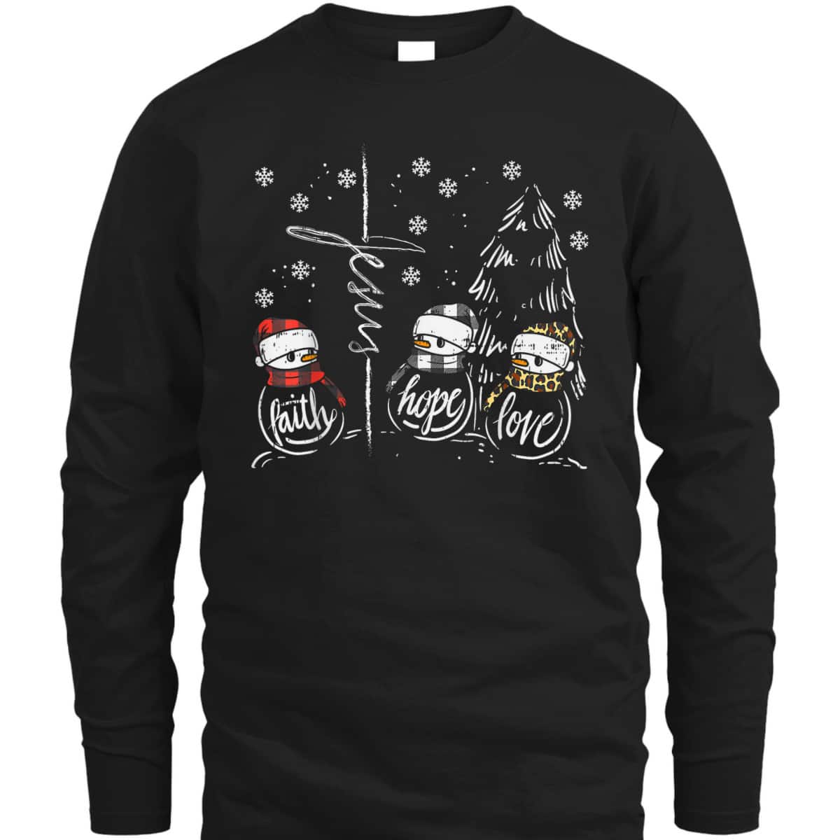 Faith Hope Love Jesus Snowman Plaid Leopard Christmas Christian Religious T-Shirt Faith Hope Love Jesus Snowman Plaid Leopard Christmas Christian Religious T-Shirt