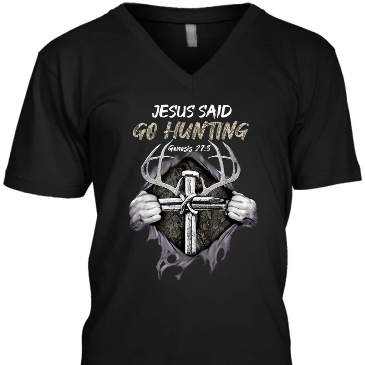 Jesus Go Hunting Genesis 27:3 Hunting Christian Bible Verse Cross T-Shirt Jesus Go Hunting Genesis 27:3 Hunting Christian Bible Verse Cross T-Shirt