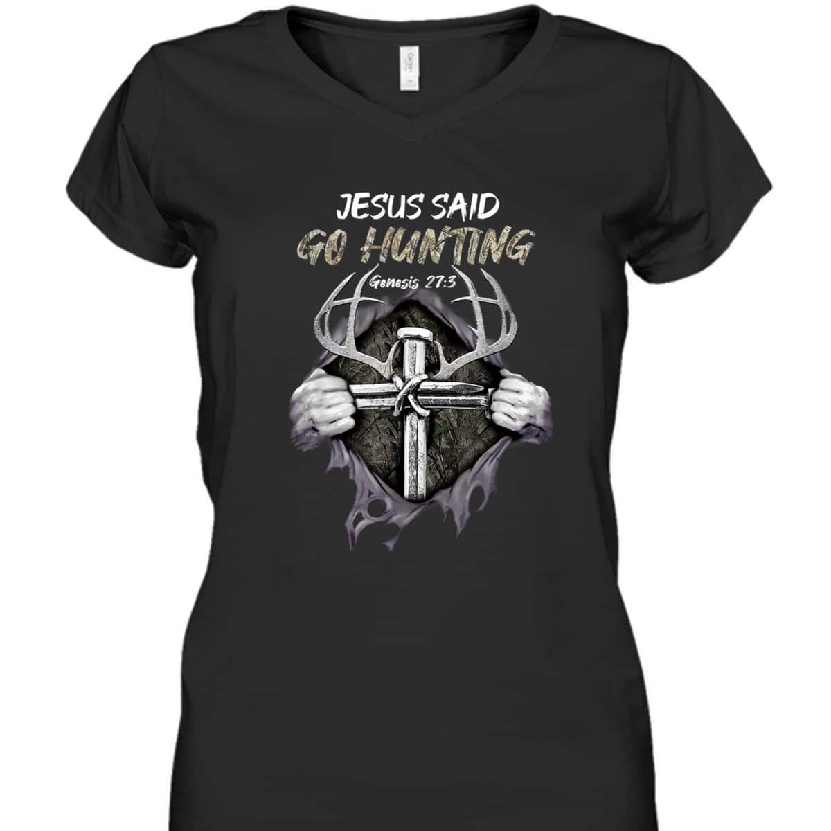 Jesus Go Hunting Genesis 27:3 Hunting Christian Bible Verse Cross T-Shirt Jesus Go Hunting Genesis 27:3 Hunting Christian Bible Verse Cross T-Shirt