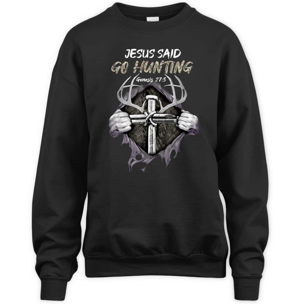 Jesus Go Hunting Genesis 27:3 Hunting Christian Bible Verse Cross T-Shirt Jesus Go Hunting Genesis 27:3 Hunting Christian Bible Verse Cross T-Shirt