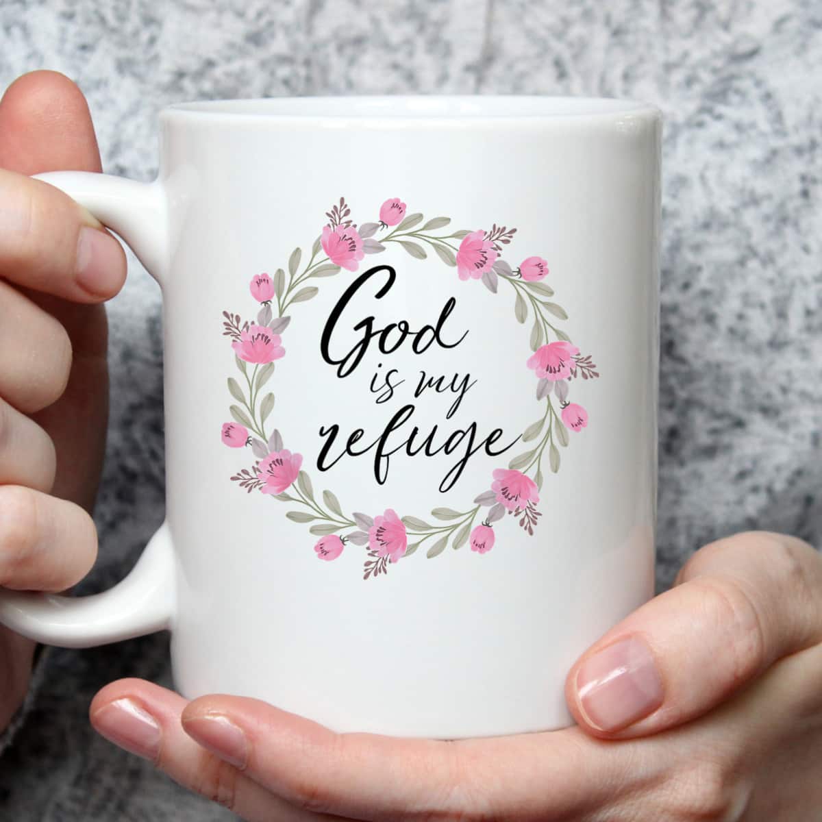 God Is My Refuge Psalm Bible Verse Wreath Roses T-Shirt God Is My Refuge Psalm Bible Verse Wreath Roses T-Shirt