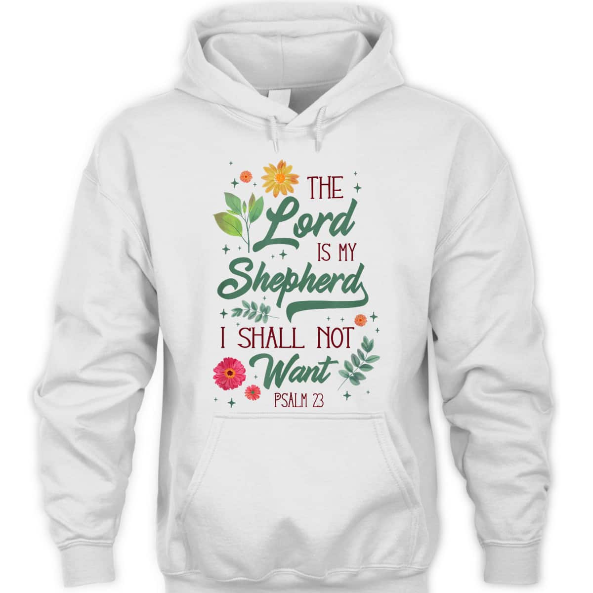 Christian Bible Verse The Lord Is My Shepherd Psalm 23 Flower T-Shirt