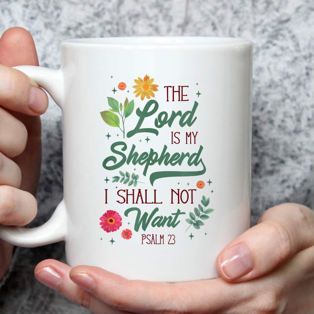 Christian Bible Verse The Lord Is My Shepherd Psalm 23 Flower T-Shirt
