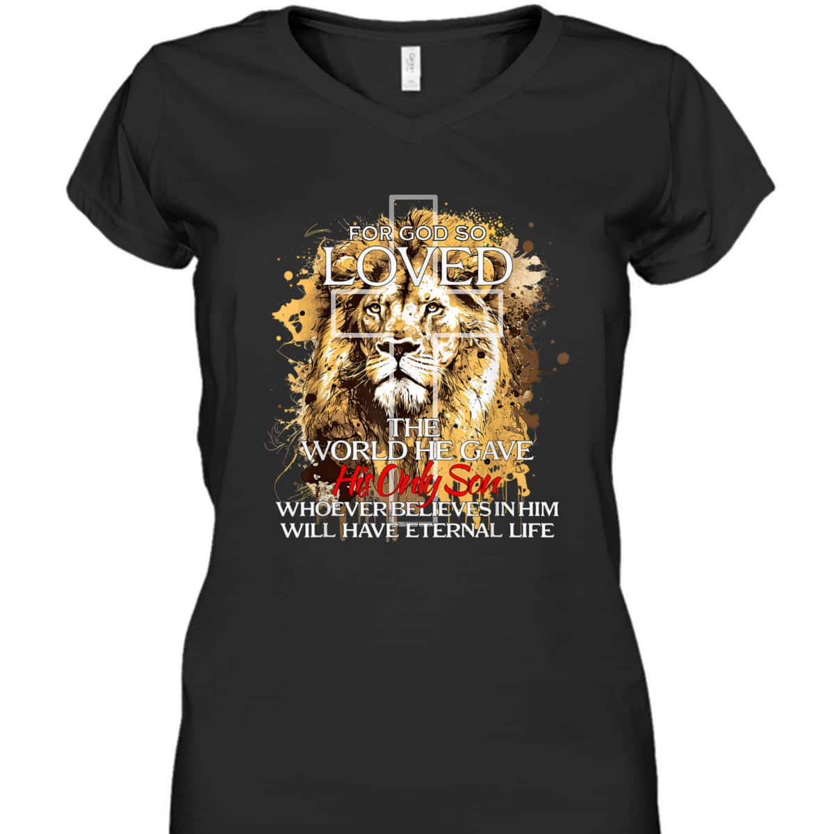 Christian Jesus Lion Cross For God Loved Bible Verse T-Shirt For God So Loved The World Christian Jesus Lion Cross For God Loved Bible Verse T-Shirt For God So Loved The World