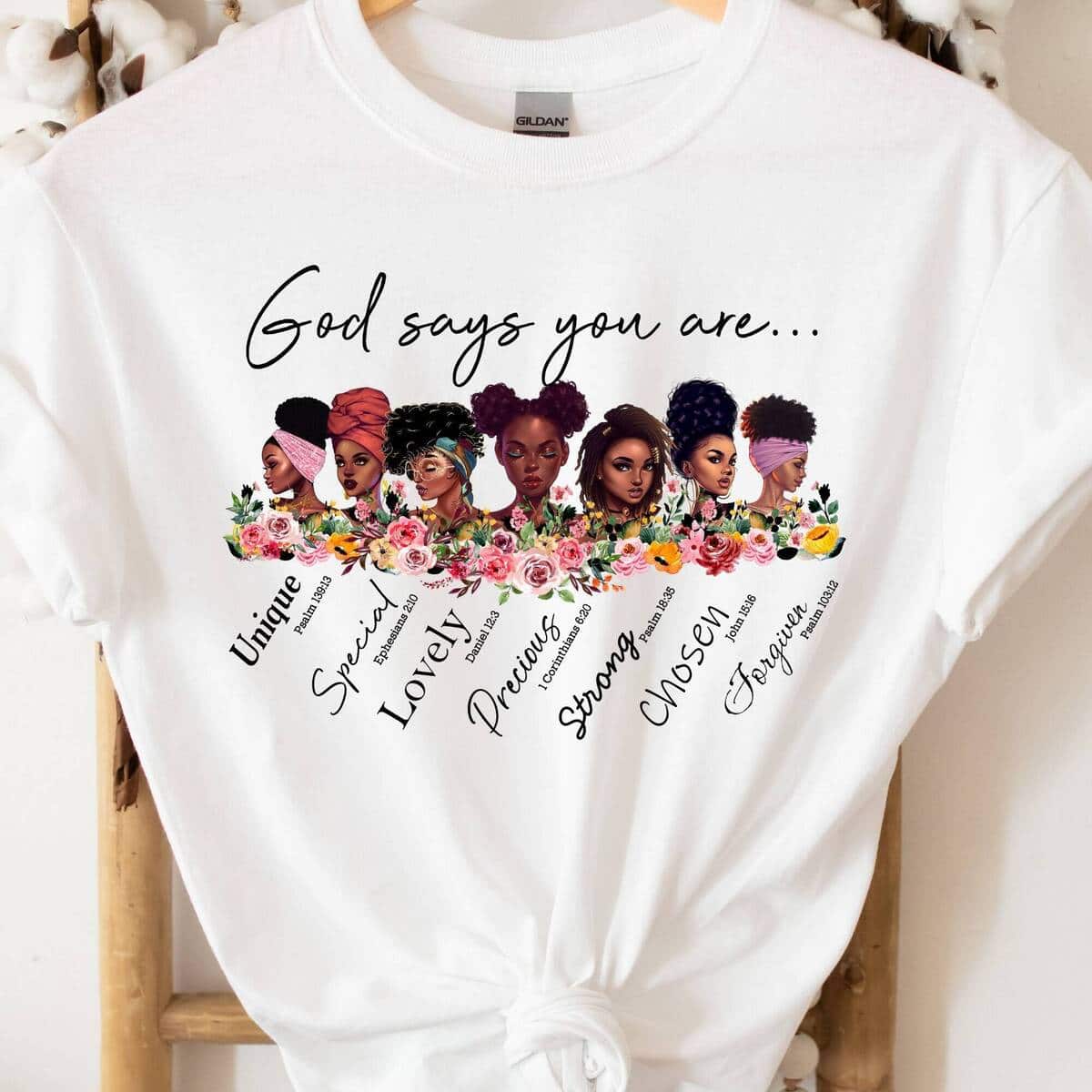 Black Women God Says You Are Strong T-Shirt Afro Woman Gift