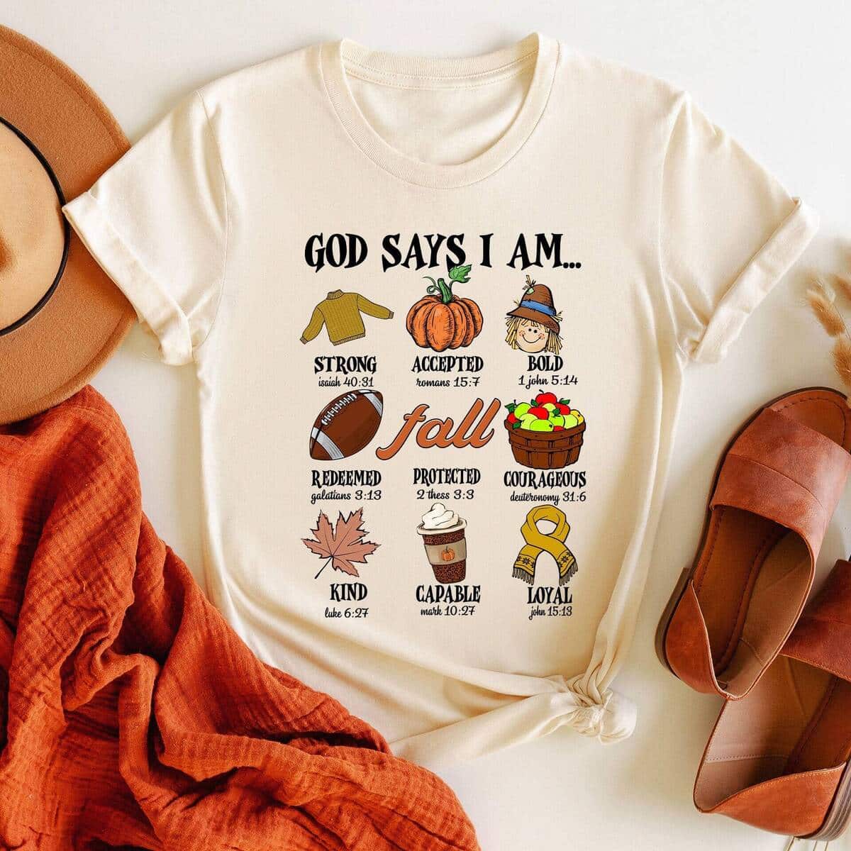 God Says I Am Religious Thanksgiving T-Shirt Faith Fall Season Gift