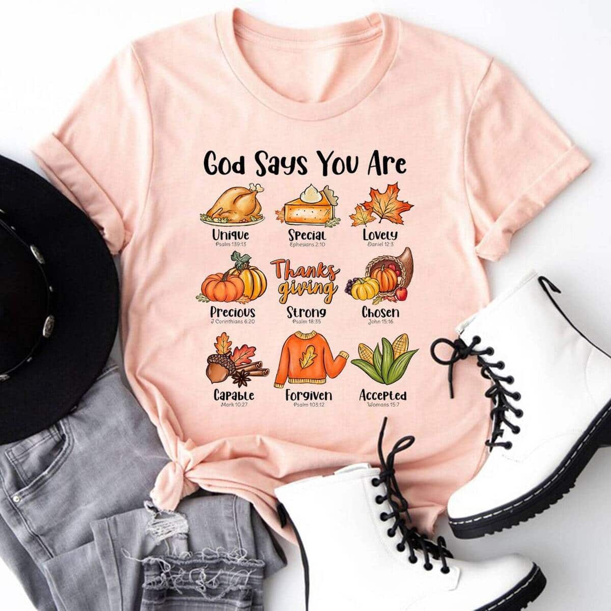God Says Christian Thanksgiving Fall Season Faith Religious Jesus Love Bible Christian T-Shirt God Says Christian Thanksgiving Fall Season Faith Religious Jesus Love Bible Christian T-Shirt