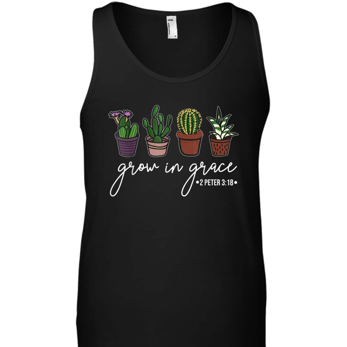 Grow In Grace Christian Cute Cactus Lover Bible Verse T-Shirt Grow In Grace Christian Cute Cactus Lover Bible Verse T-Shirt