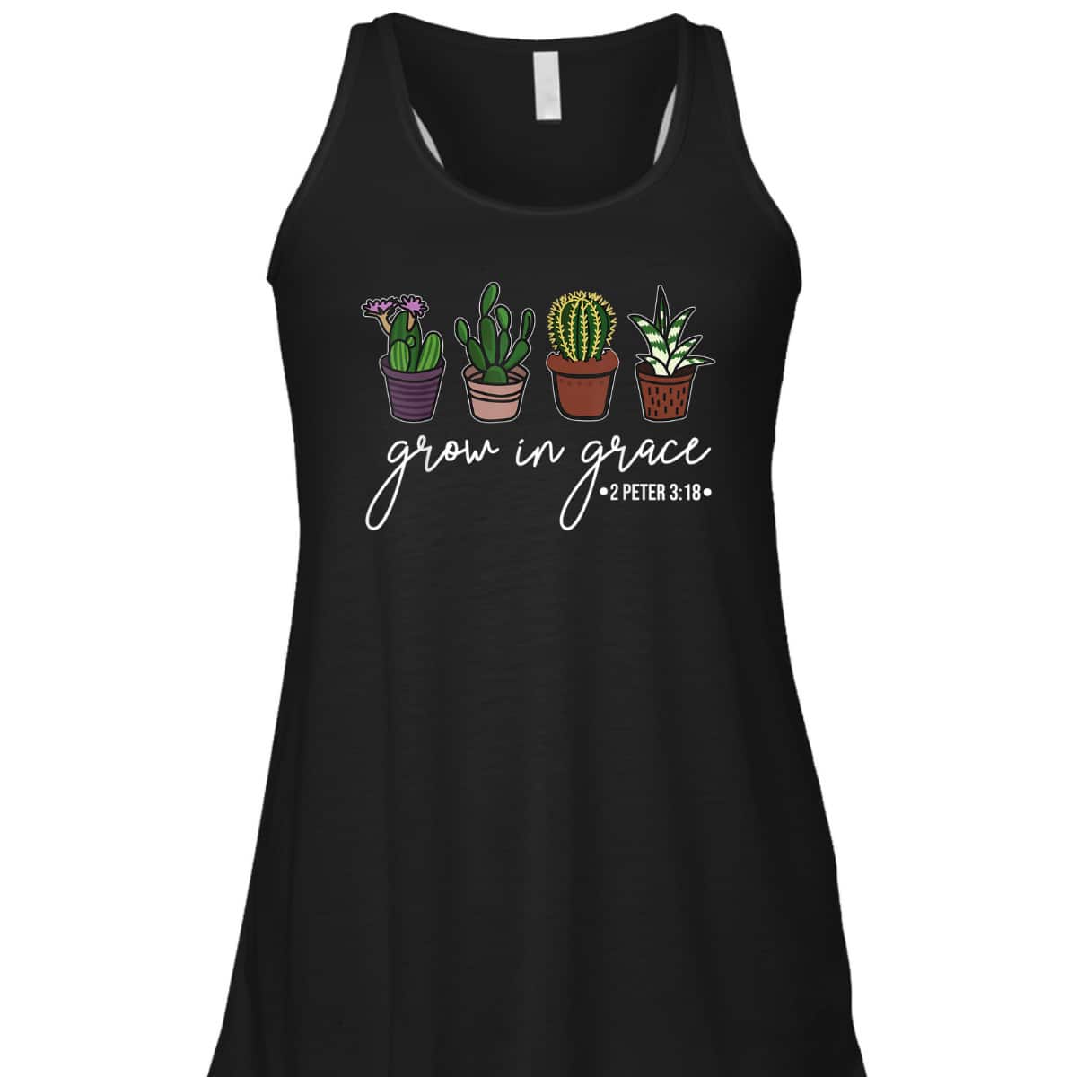 Grow In Grace Christian Cute Cactus Lover Bible Verse T-Shirt