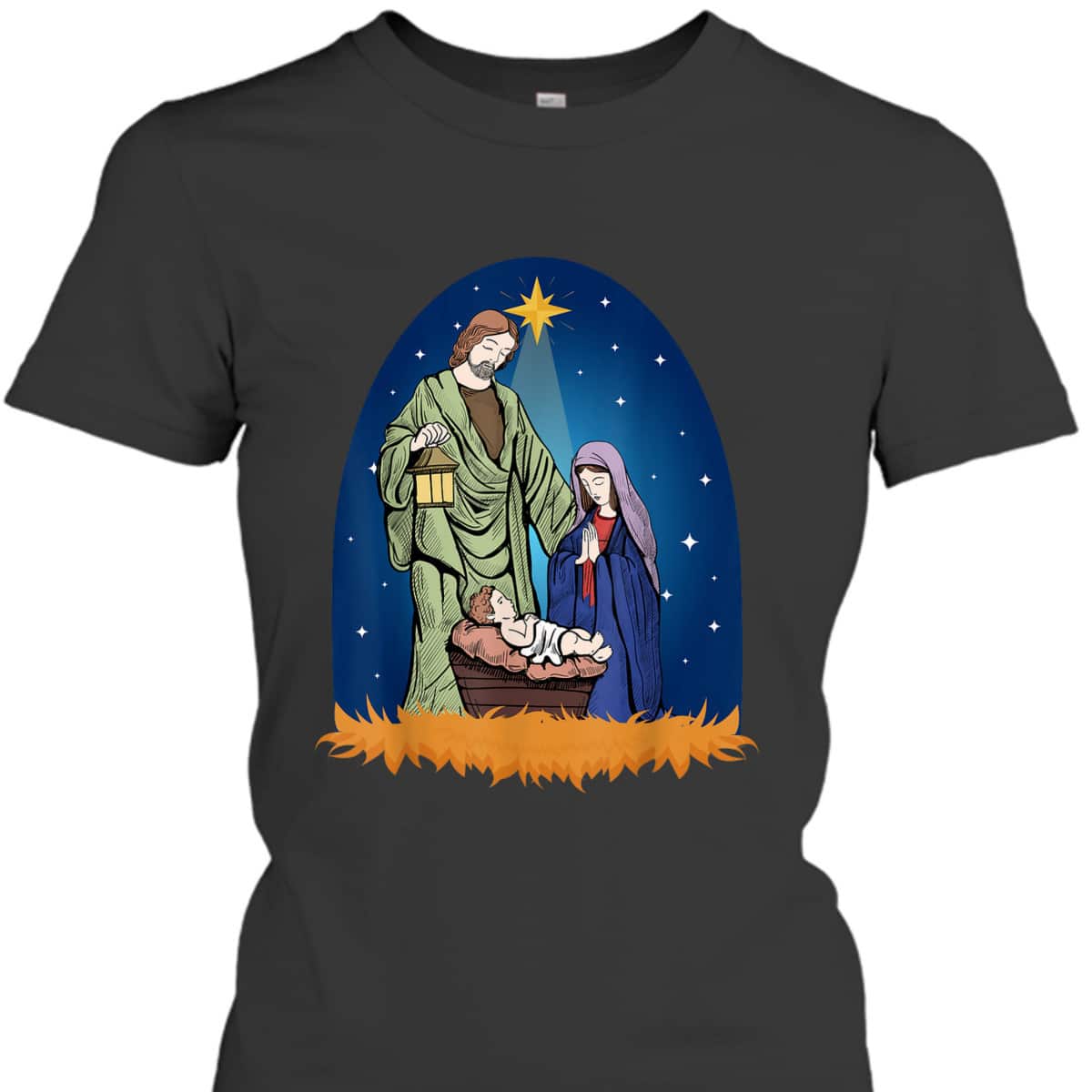 Jesus Nativity Scene True Story Christian Christmas T-Shirt