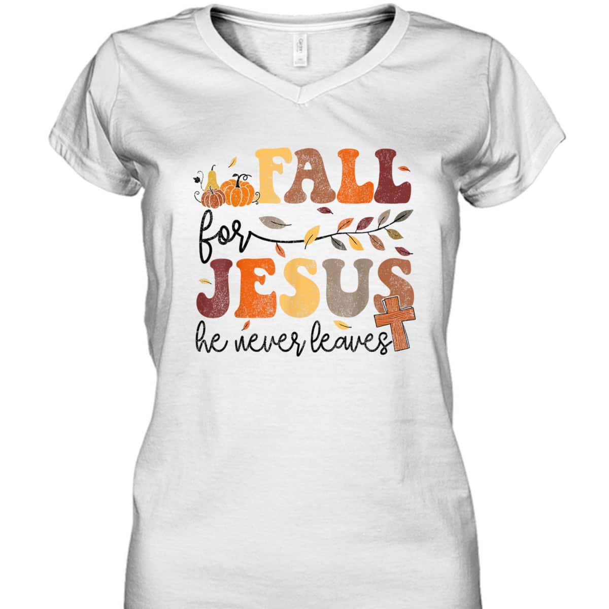 Autumn Fall Jesus He Never Leaves Cross Christian Thanksgiving Halloween T-Shirt Autumn Fall Jesus He Never Leaves Cross Christian Thanksgiving Halloween T-Shirt