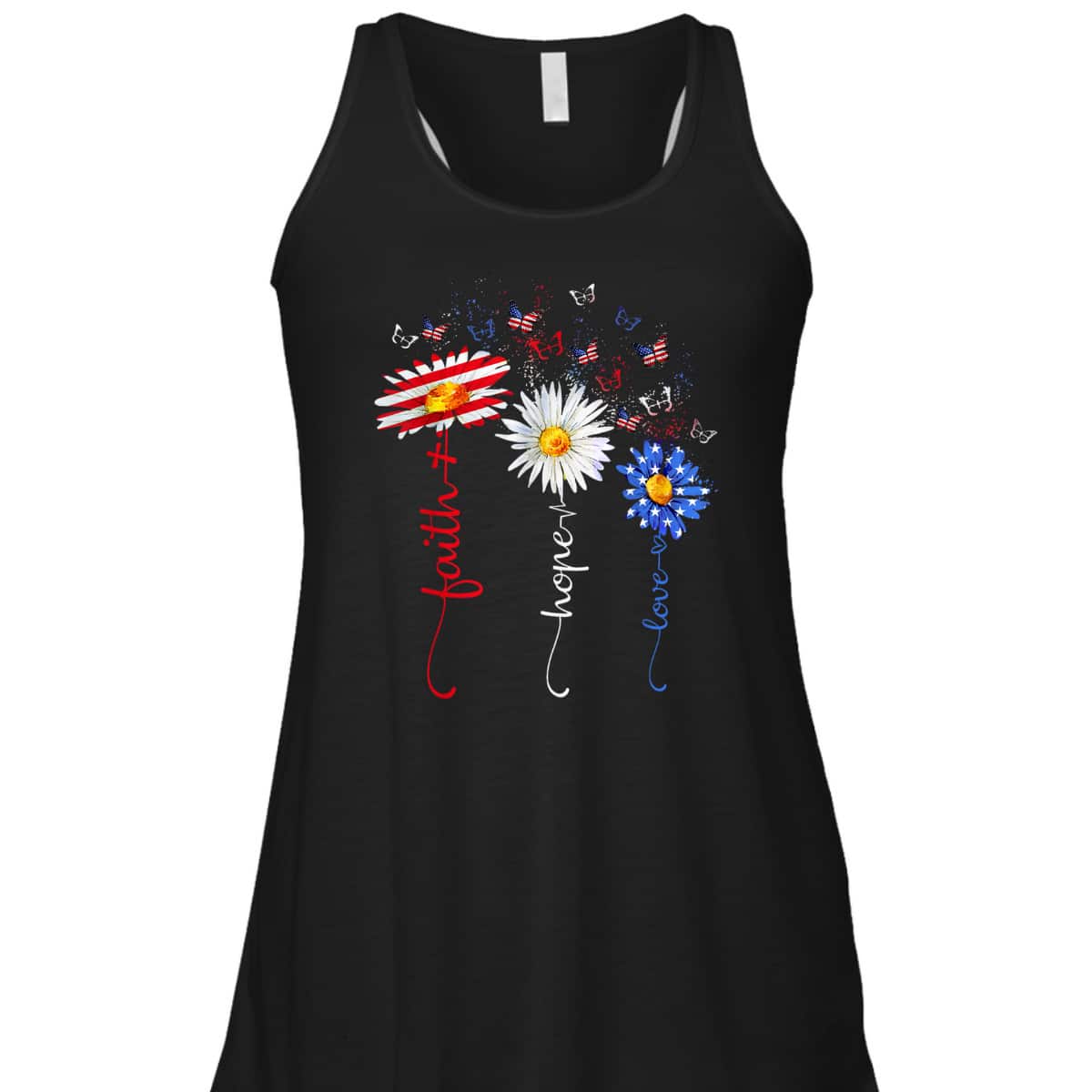 Faith Hope Love Butterfly Daisy Christians God 4th Of July T-Shirt Faith Hope Love Butterfly Daisy Christians God 4th Of July T-Shirt