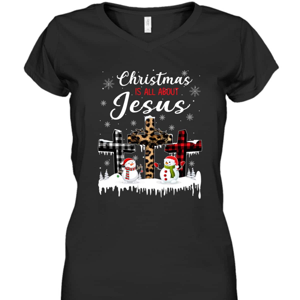 Christmas Is All About Jesus Christians Winter Holiday Cross T-Shirt Christmas Is All About Jesus Christians Winter Holiday Cross T-Shirt