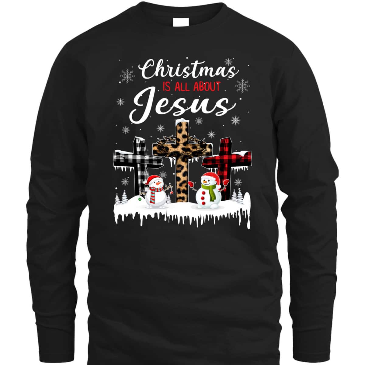 Christmas Is All About Jesus Christians Winter Holiday Cross T-Shirt