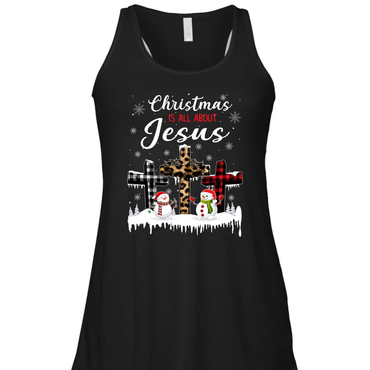 Christmas Is All About Jesus Christians Winter Holiday Cross T-Shirt